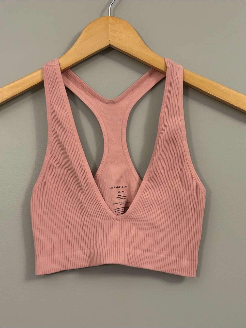 Free People Intimately Ribbed Bralette in Soft Peach Pink M/L